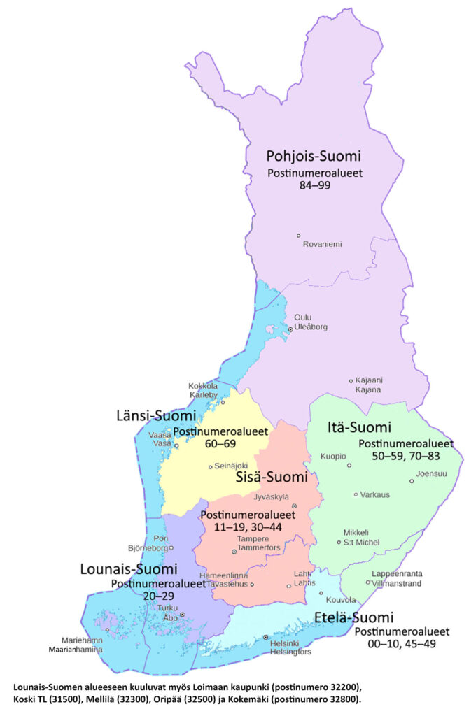 Jäsenaluekartta.