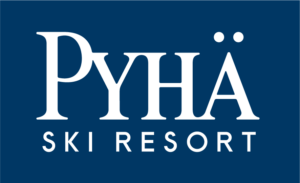 Sinisellä pohjalla on valkoinen teksti "Pyhä Ski Resort".